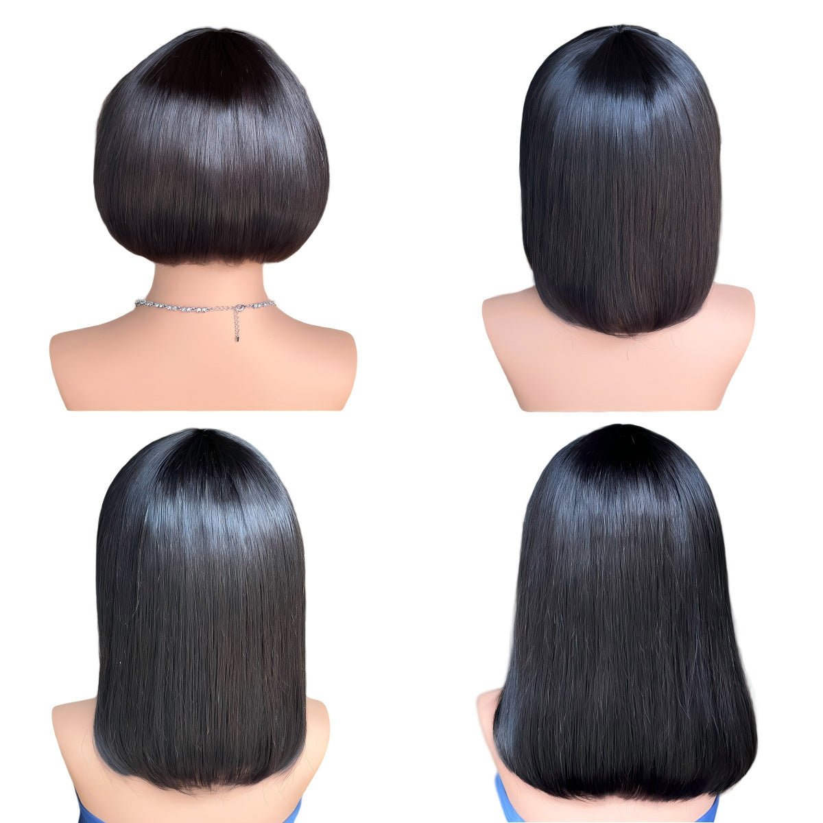Blunt Bangs Straight Bob Human Hair Wig - Black