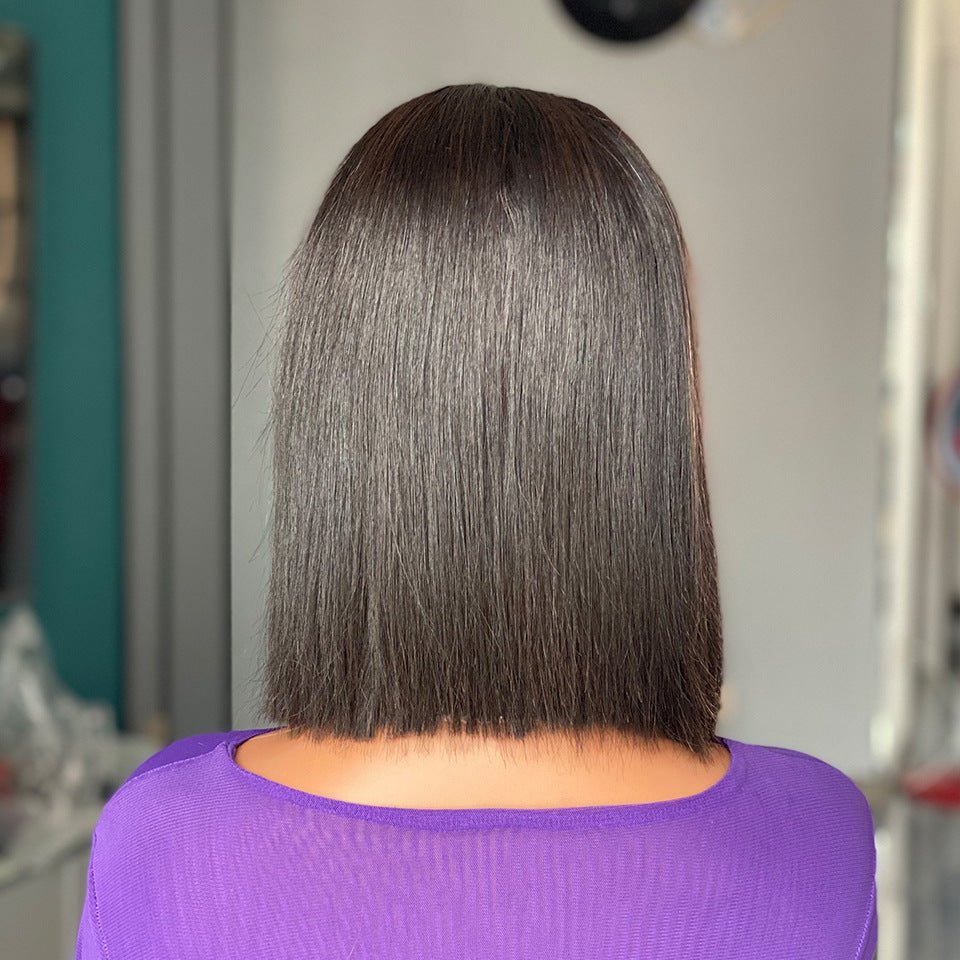 10" Bone Straight Bob 4x4 Lace Front Virgin Human Hair Wig – 200% Density - WigWonders