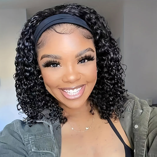 12in Synthetic Deep Wave Headband Wig - Glueless - WigWonders