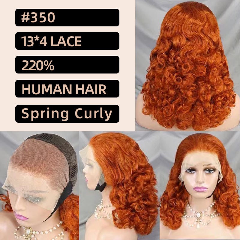 13x4 Lace Front Spring Curly Human Hair Wig Short Bob - WigWonders