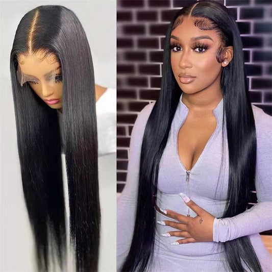 26" Long Straight Synthetic Lace Front Wig - Sleek Black Style - WigWonders
