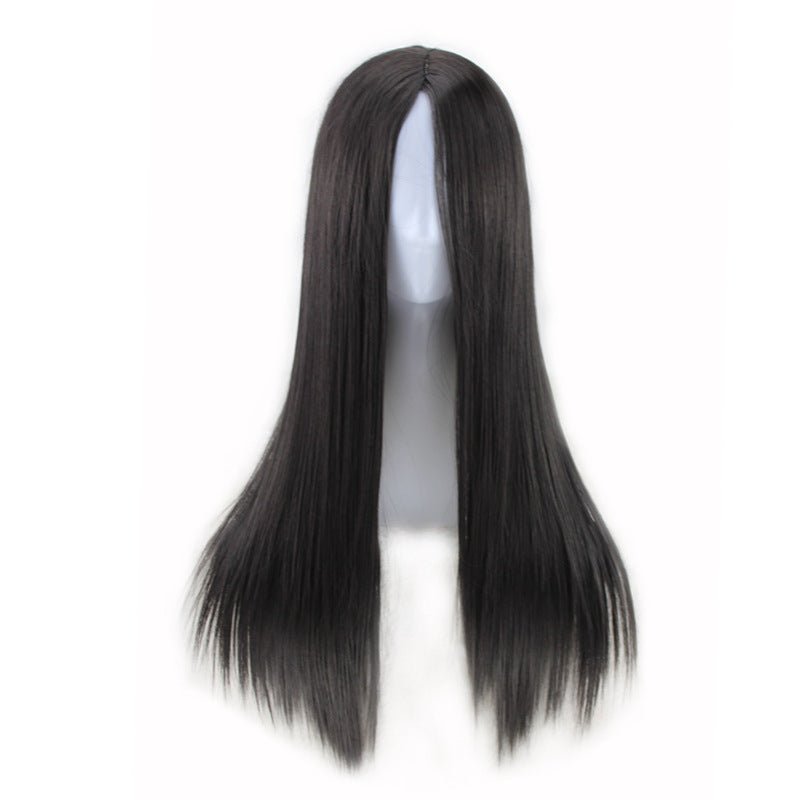 27.5" Long Straight Middle Part Synthetic Wig - WigWonders