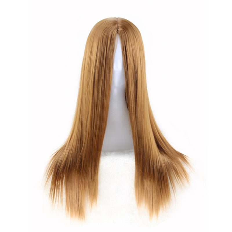 27.5" Long Straight Middle Part Synthetic Wig - WigWonders