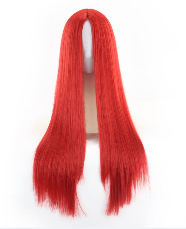 27.5" Long Straight Middle Part Synthetic Wig - WigWonders
