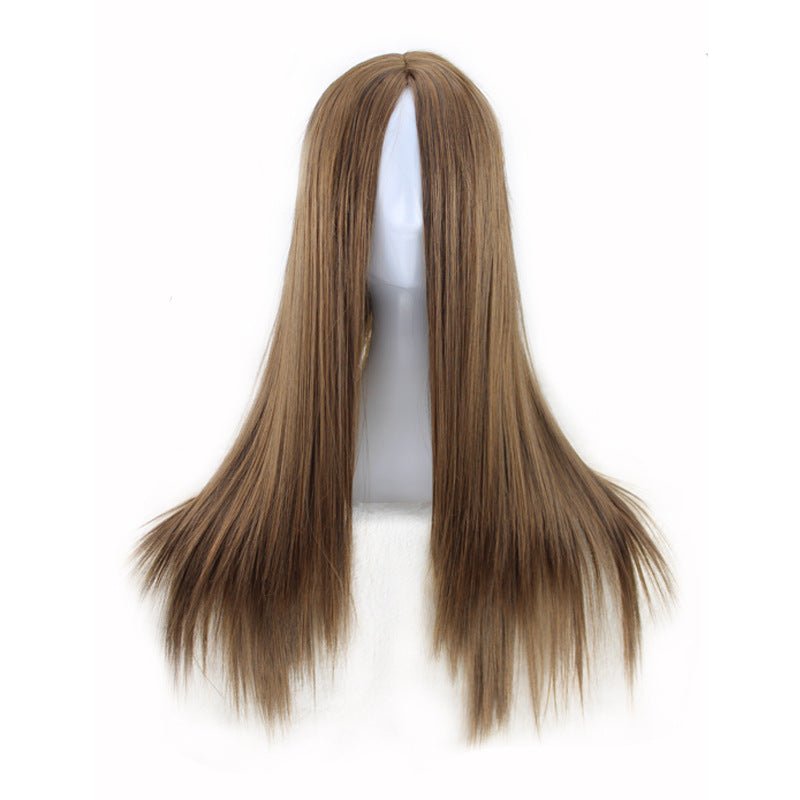 27.5" Long Straight Middle Part Synthetic Wig - WigWonders