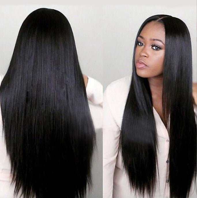 27.5" Long Straight Middle Part Synthetic Wig - WigWonders