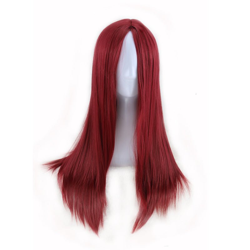 27.5" Long Straight Middle Part Synthetic Wig - WigWonders