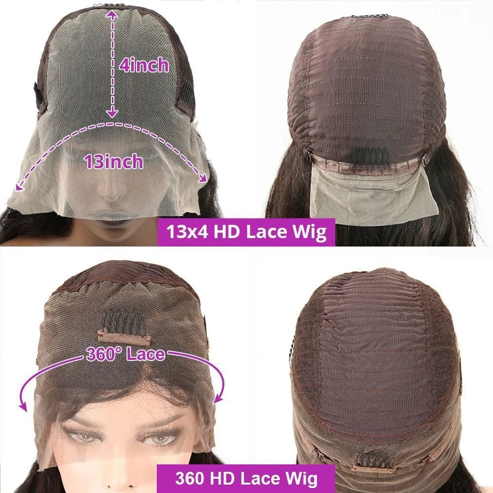360 & 13x4 HD Lace Front Wig Kinky Yaki Straight Human Hair - WigWonders