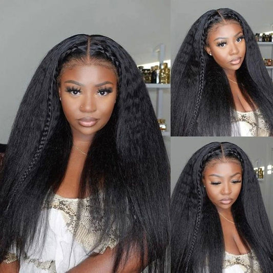 360 & 13x4 HD Lace Front Wig Kinky Yaki Straight Human Hair - WigWonders