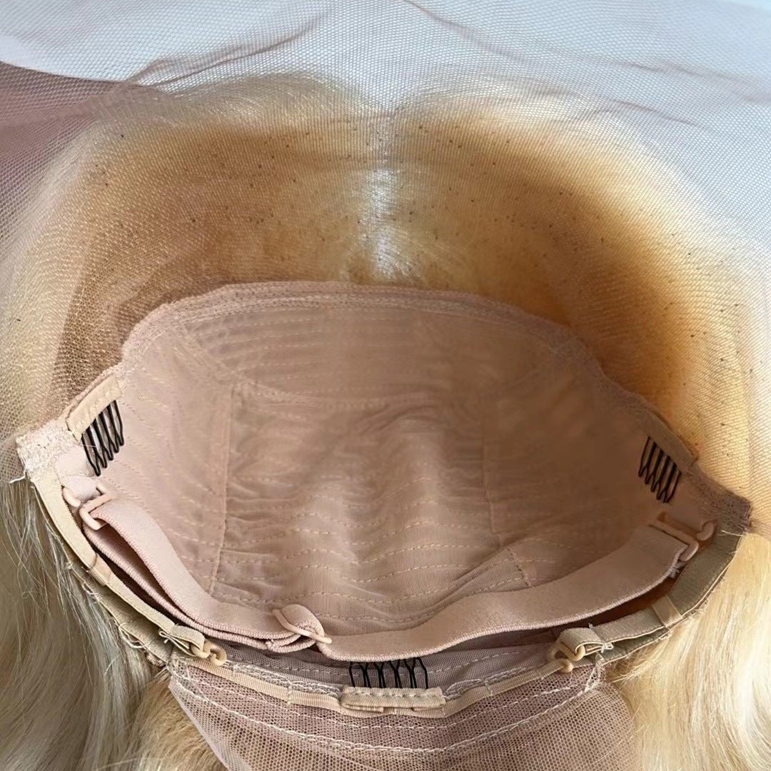 613 Blonde Human Hair Bob Lace Front Wig Straight Short - WigWonders