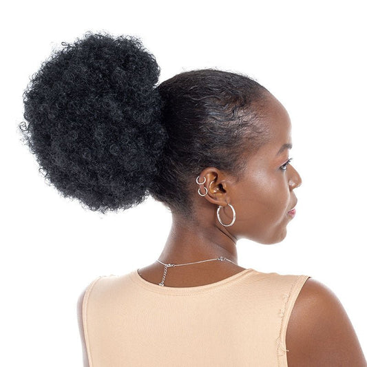 8" Kinky Curly Drawstring Synthetic Ponytail Natural Black - WigWonders