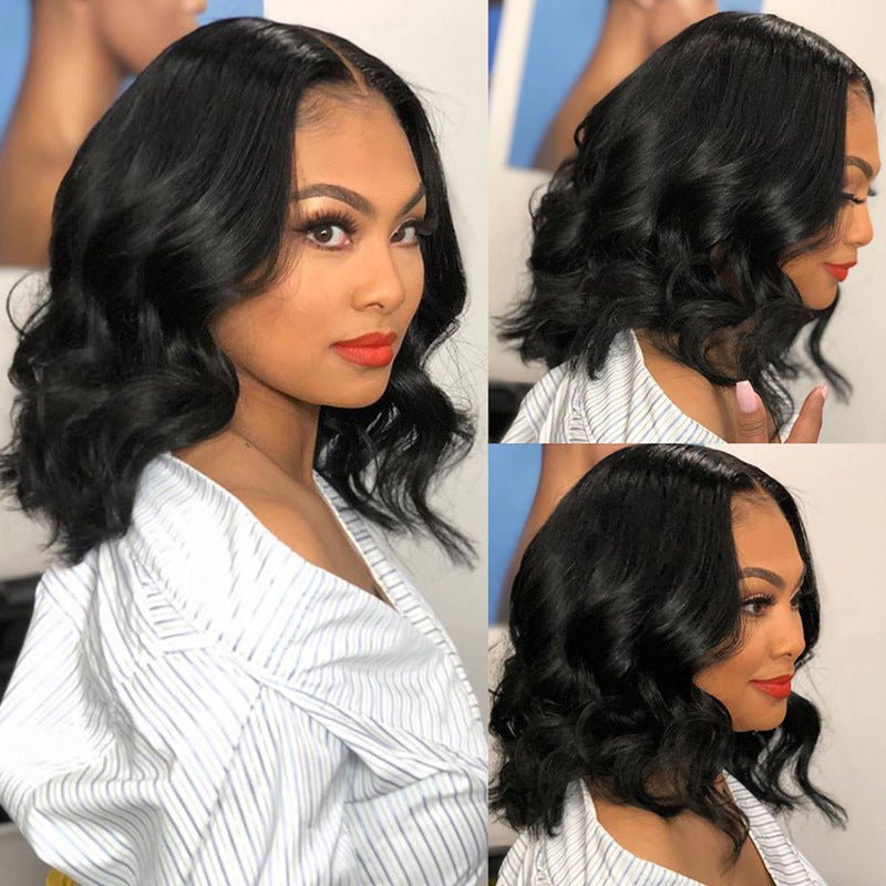 Chic Black Middle Part Wavy Synthetic Wig - 18" Medium Length - WigWonders