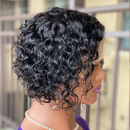 Curly Pixie Cut Human Hair Lace Front Wig - WigWonders