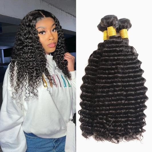 Deep Wave 100% Human Hair Bundles Extensions - WigWonders