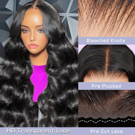 Glueless 13x4 HD Lace Front Human Hair Wig Body Wave Natural Black - WigWonders