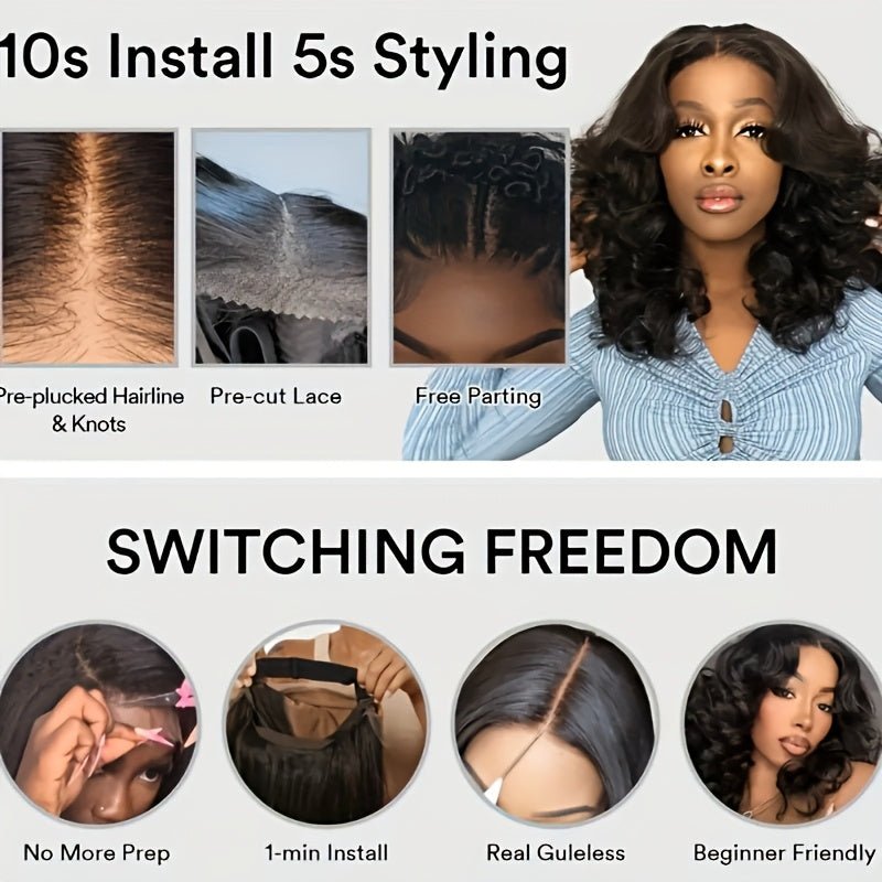 Glueless 5x5 Lace Closure Deep Wave Bob Wig 150% Density Pre - Cut – Natural Black - WigWonders