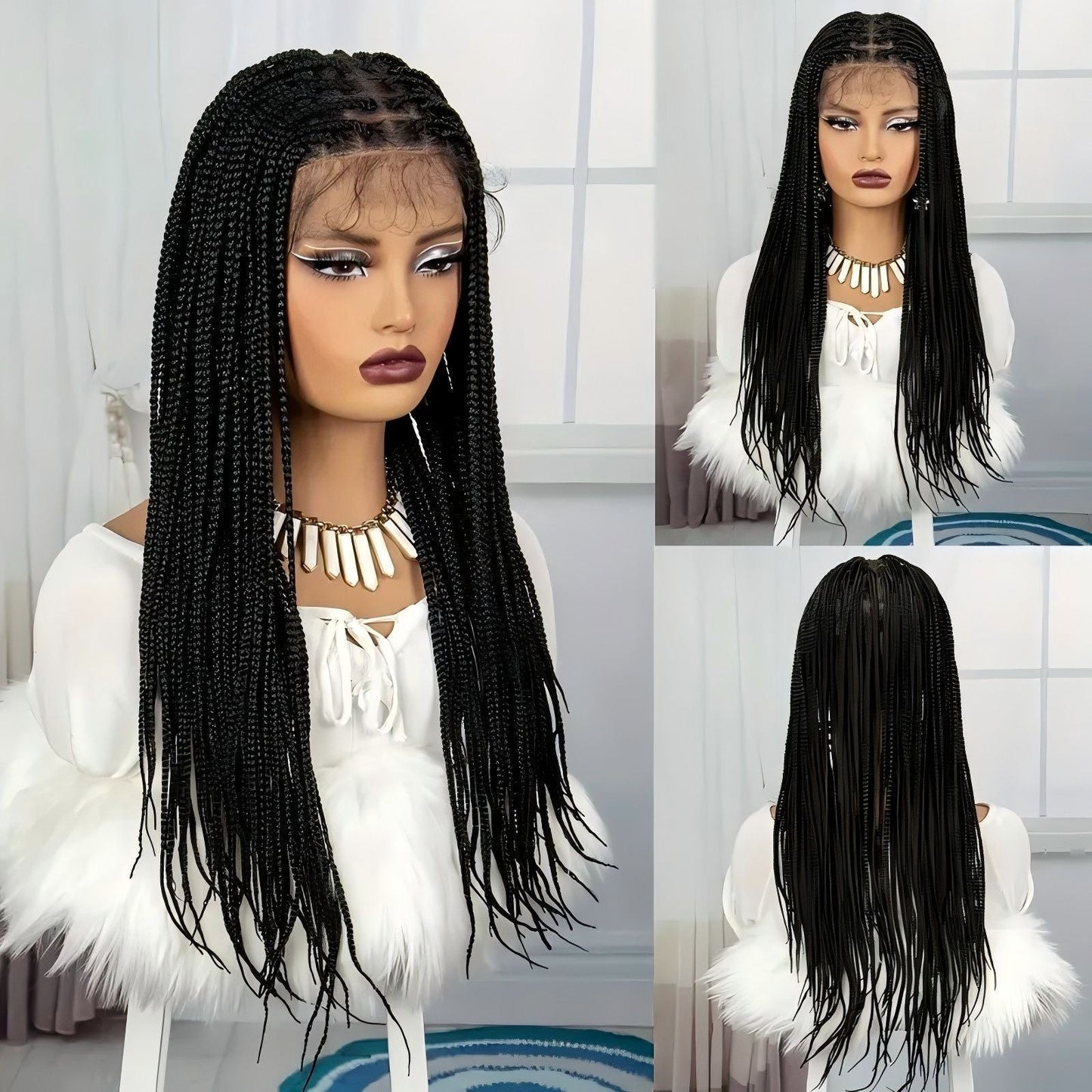 Human Hair Box Braids Wig - Full Lace Hand - Braided Wig - WigWonders