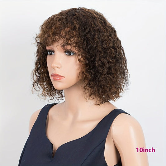 Jerry Curly Human Hair Wig with Bangs - WigWonders