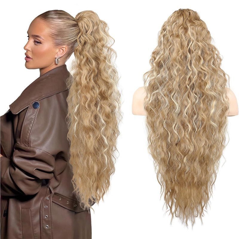 Long Curly Synthetic Clip Ponytail - Multiple Colors - WigWonders