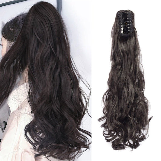 Long Wavy Synthetic Ponytail Hair Extension Invisible Claw Clip - WigWonders