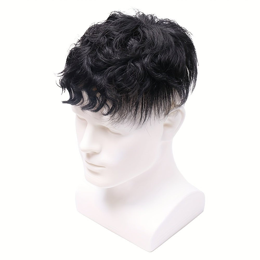Men's 4 Short Curly Human Hair Wig - WigWonders