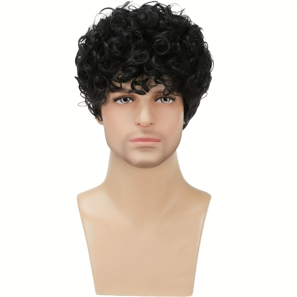 Men's 6" Jerry Curl Short Synthetic Wig - WigWonders