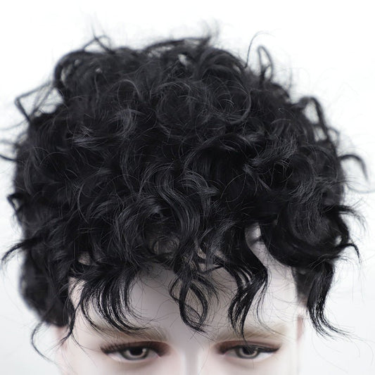 Men's Short Curly Synthetic Wig — Black - WigWonders