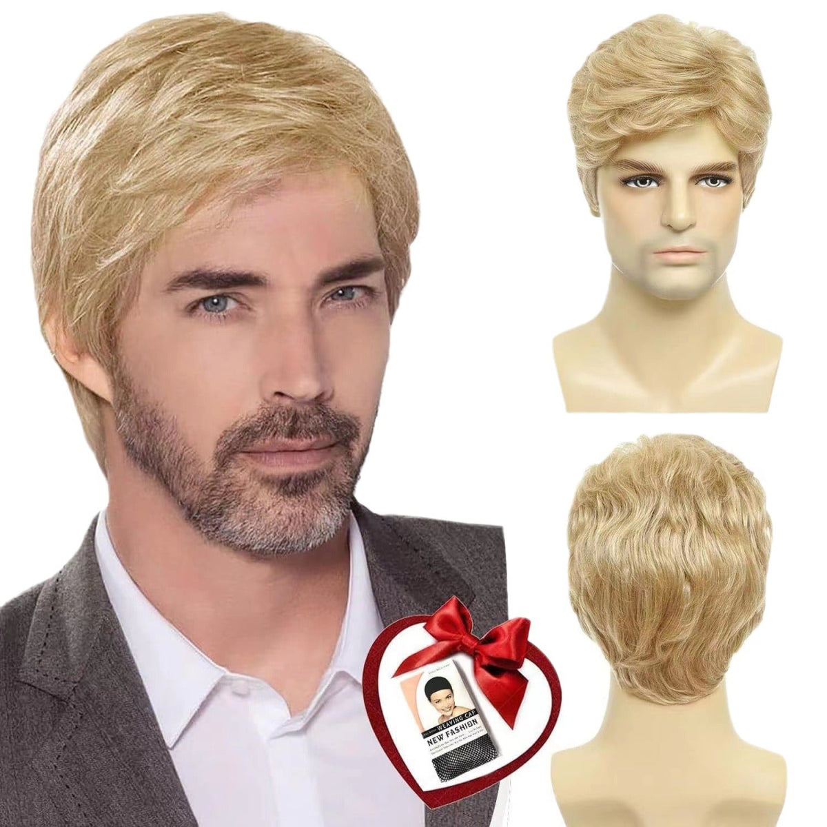 Men's Short Straight Synthetic Wig - Multiple Colors - WigWonders