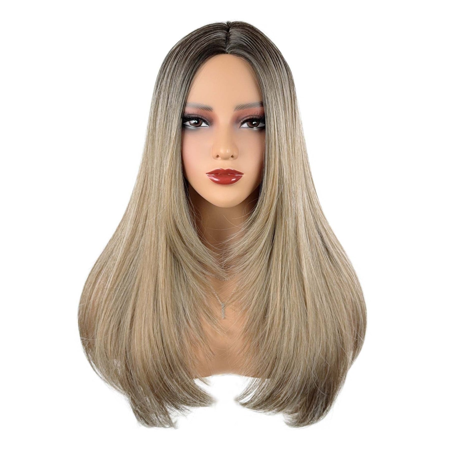 Middle Part Ombré Straight - Wavy Full Cap Synthetic Hair Wig - WigWonders