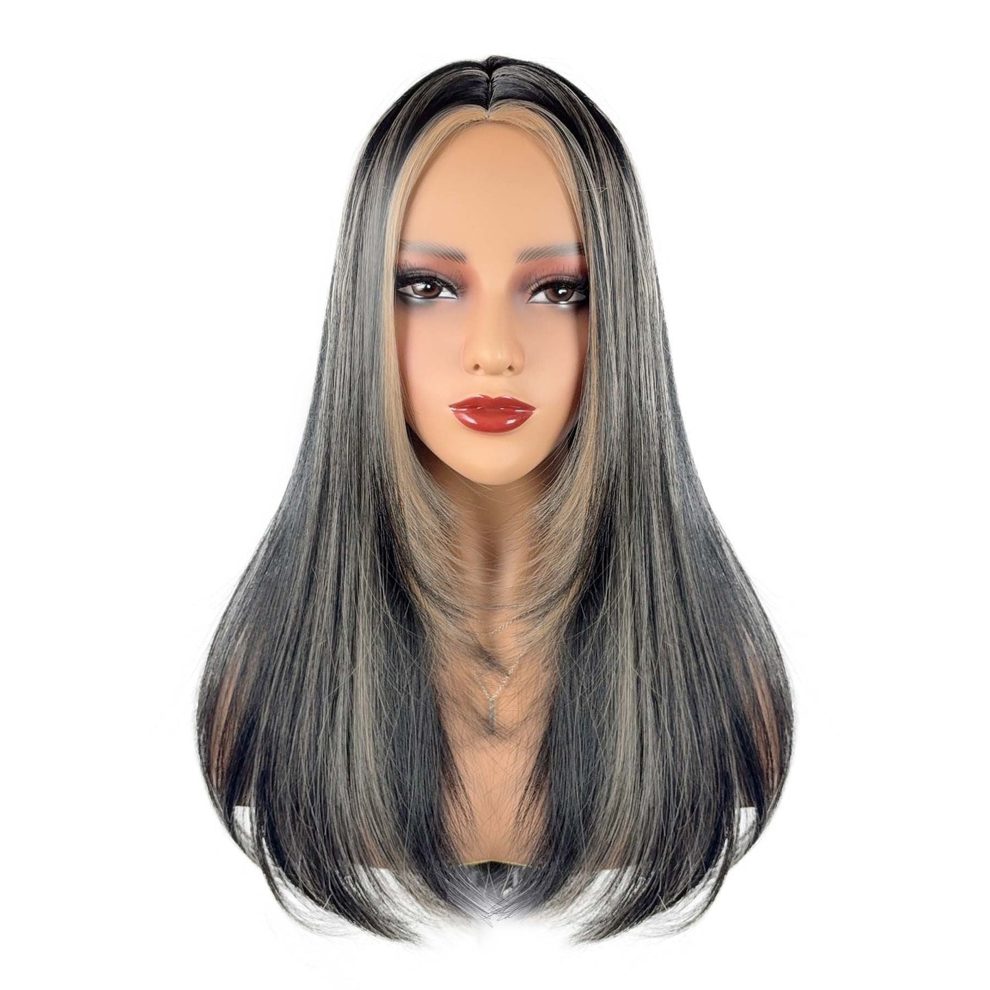 Middle Part Ombré Straight - Wavy Full Cap Synthetic Hair Wig - WigWonders