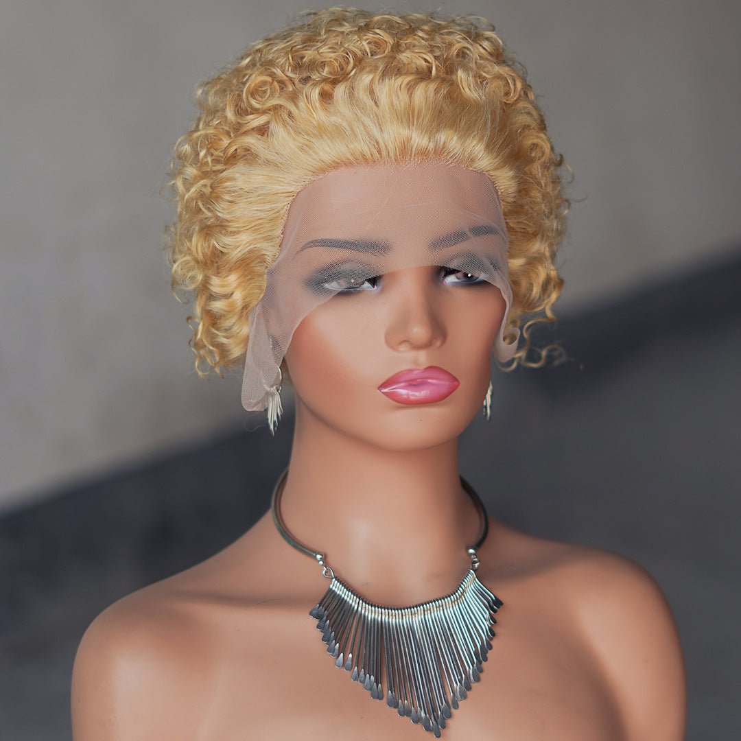 Pixie Curly 13x1 Lace Front Human Hair Wig - Short Bouncy Curls - WigWonders