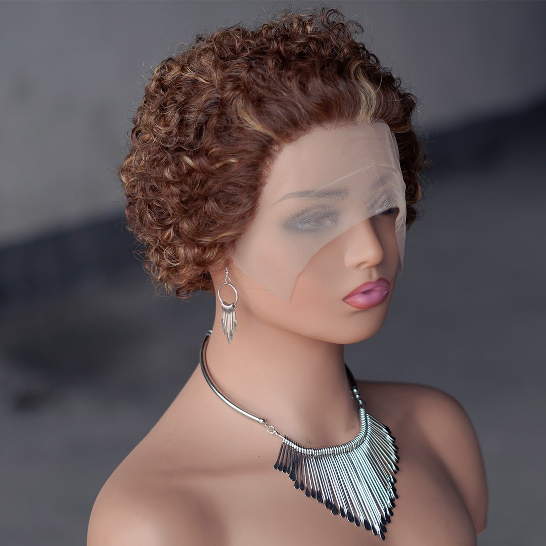 Pixie Curly 13x1 Lace Front Human Hair Wig - Short Bouncy Curls - WigWonders