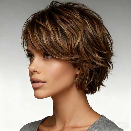 Short Pixie Human Hair Wig with Bangs - Glueless - WigWonders
