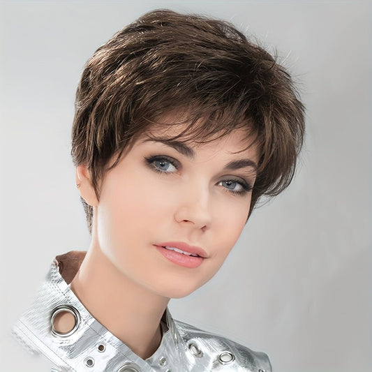 Short Straight Human Hair Wig - Remy Brazilian - WigWonders