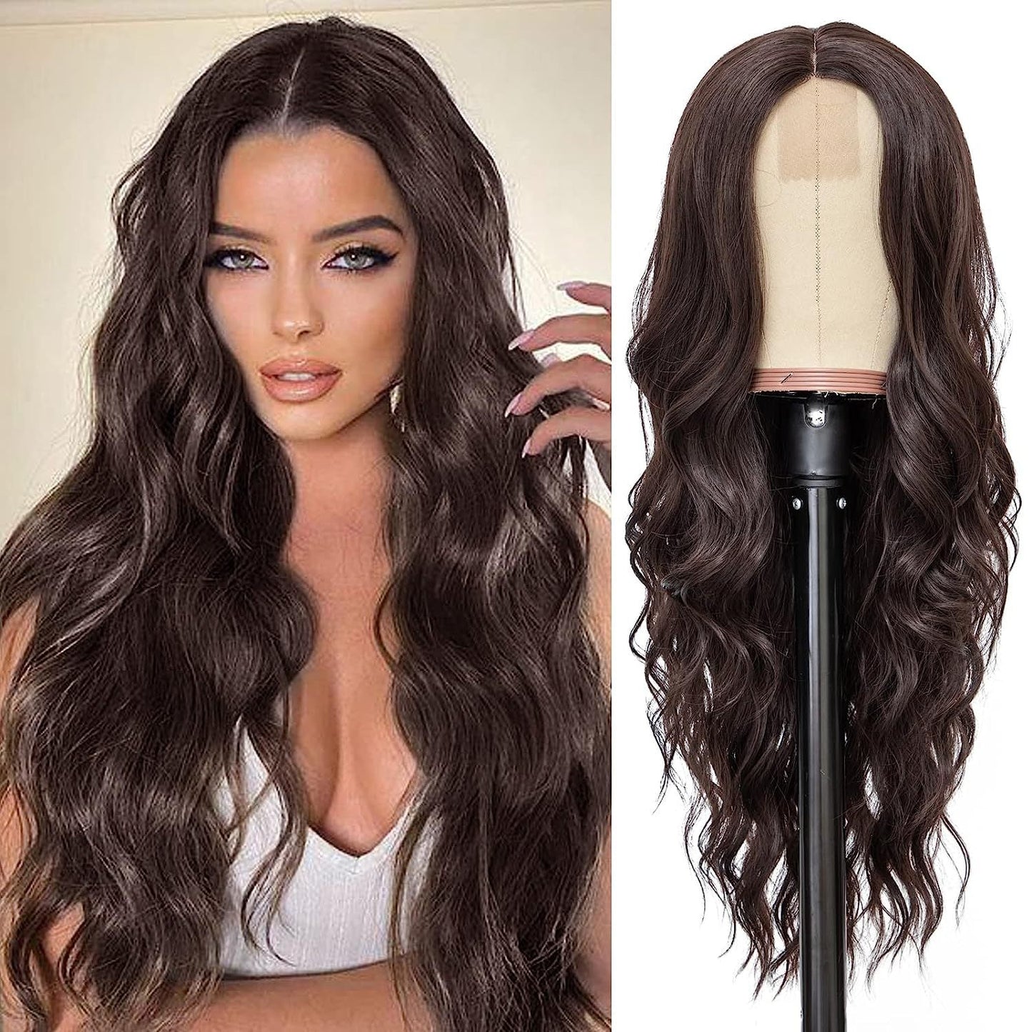Synthetic Long Curly Lace Part Wig Highlighted Ombre - WigWonders