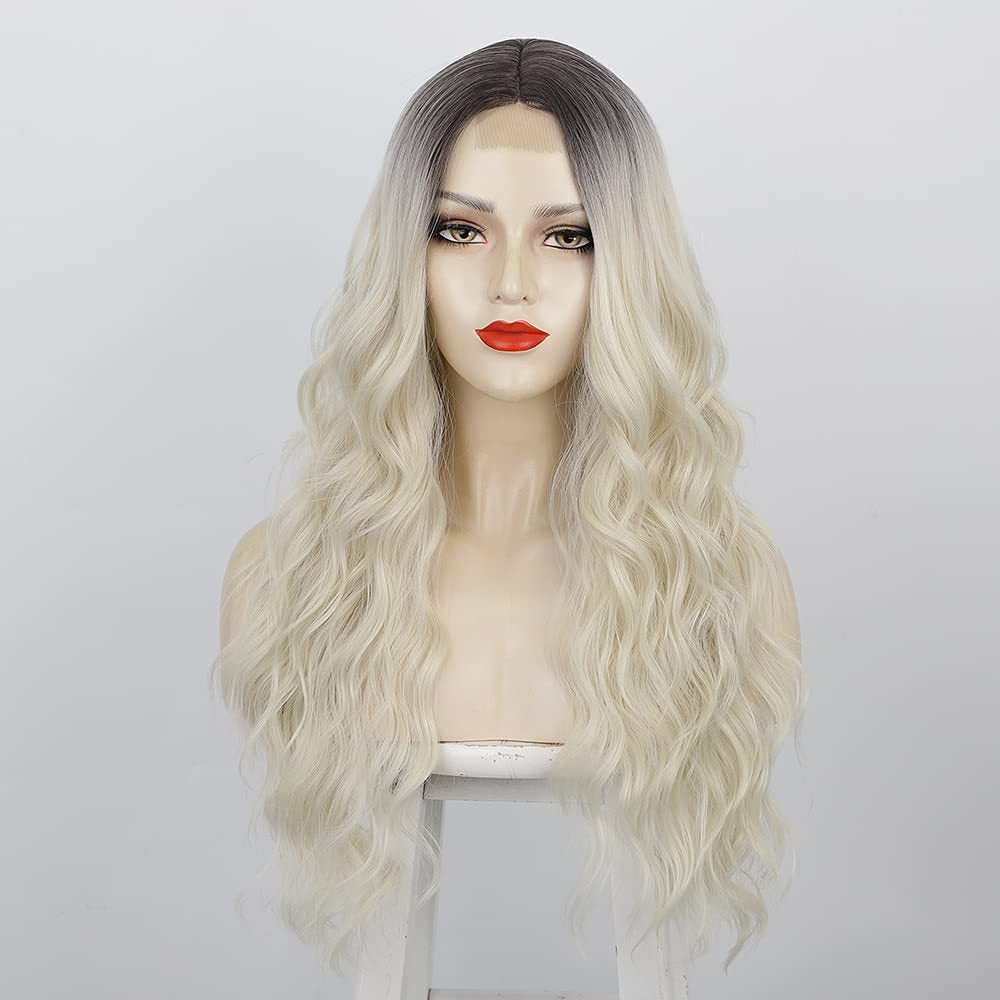 Synthetic Long Curly Lace Part Wig Highlighted Ombre - WigWonders