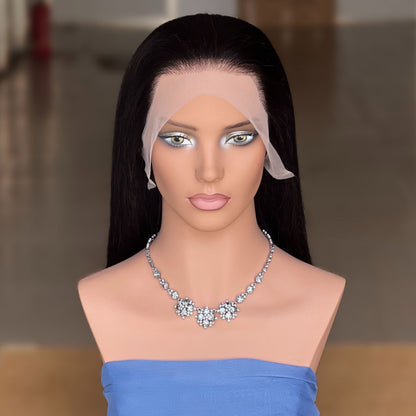 13x4 Front Lace Human Hair Wig - Black (8-14in)