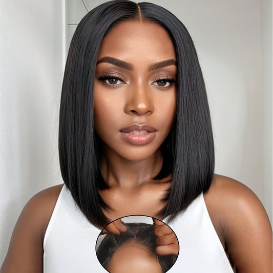 Glueless Short Straight Bob Wig 4x4 HD Lace Front 180% Density Pre Plucked