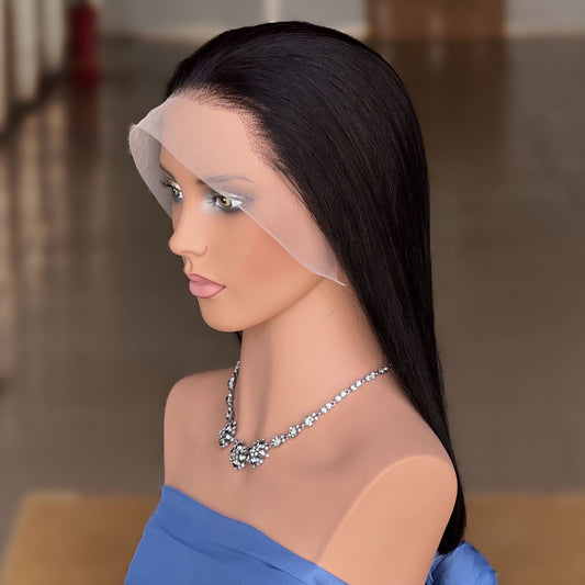 13x4 Front Lace Human Hair Wig - Black (8-14in)