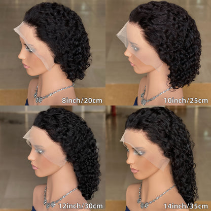 13x4 Bob Water Wave Human Hair Wig - Black