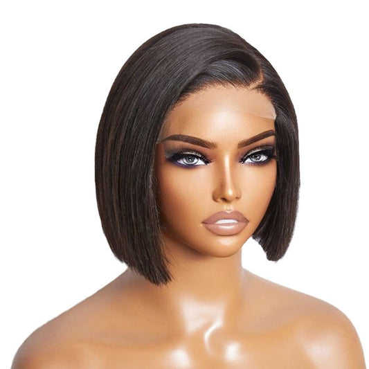 4x4 Lace Closure Straight Bob Human Hair Wig Natural Black