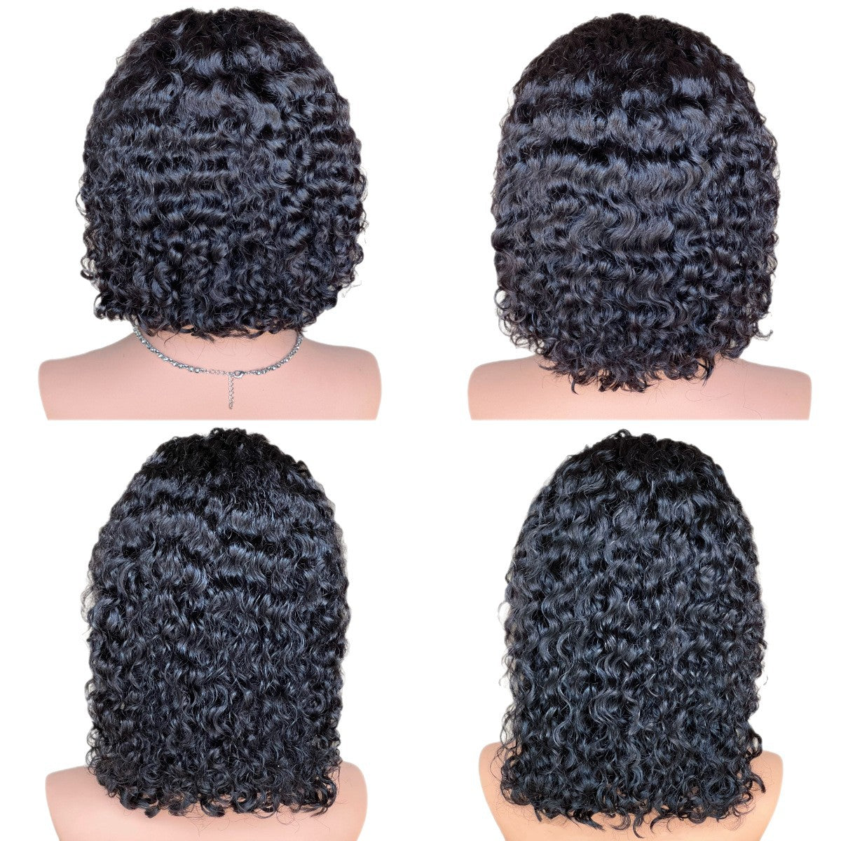 13x4 Bob Water Wave Human Hair Wig - Black