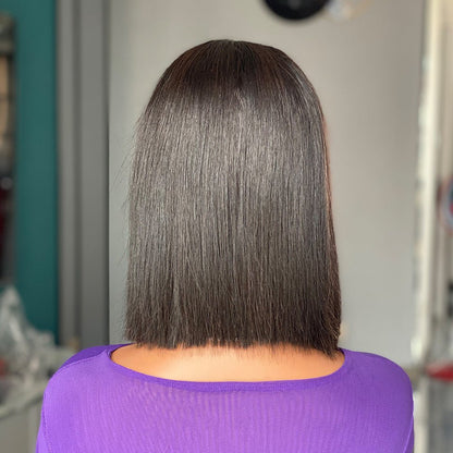 10" Bone Straight Bob 4x4 Lace Front Virgin Human Hair Wig – 200% Density - WigWonders