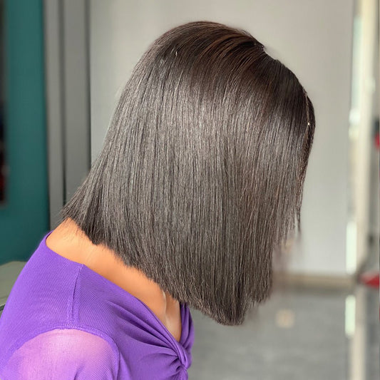 10" Bone Straight Bob 4x4 Lace Front Virgin Human Hair Wig – 200% Density - WigWonders