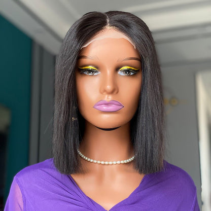10" Bone Straight Bob 4x4 Lace Front Virgin Human Hair Wig – 200% Density - WigWonders