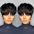10" Synthetic Short Curly Wig - European Style Black & Grey - WigWonders