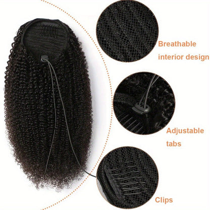 100% Human Hair Afro Kinky Curly Drawstring Ponytail - WigWonders