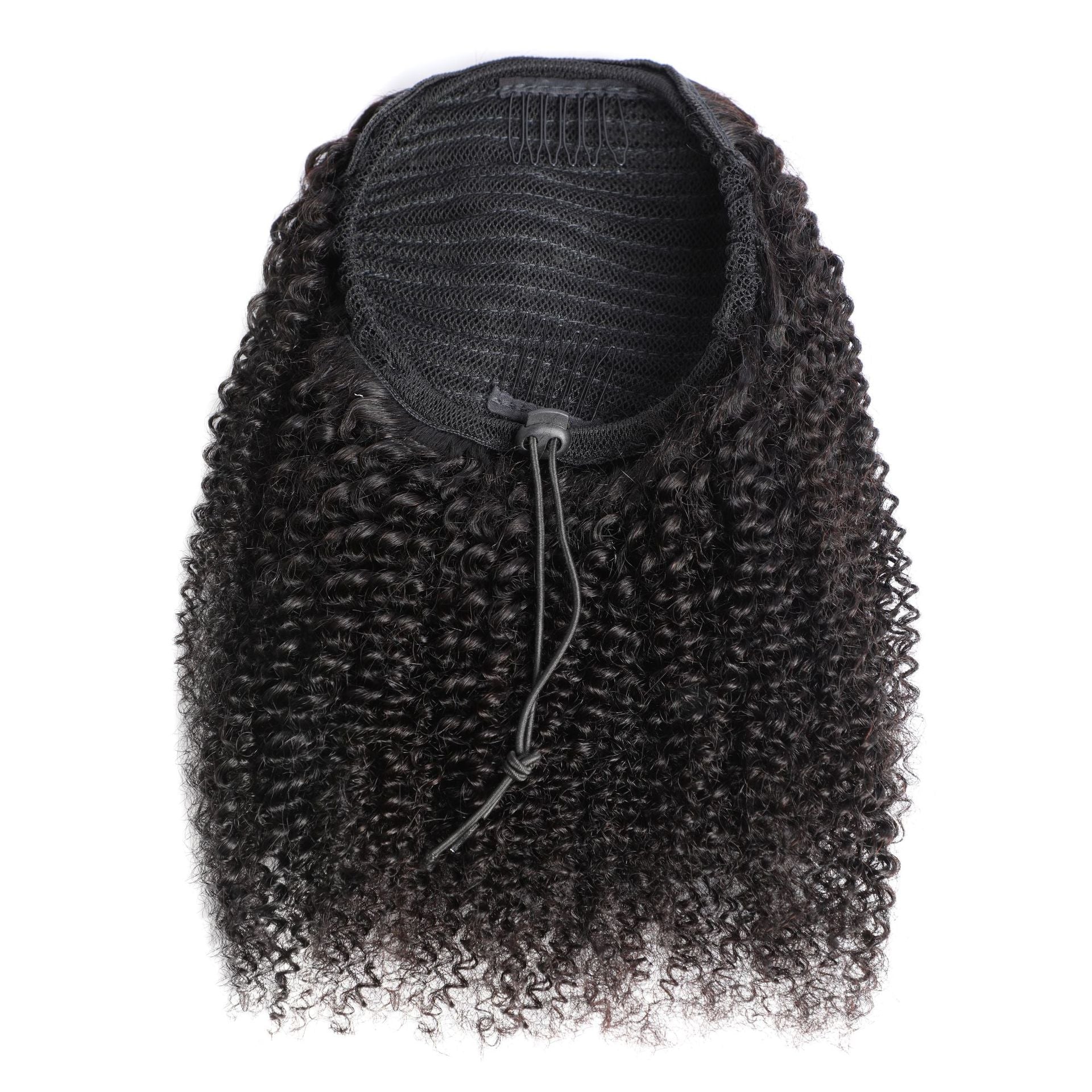 100% Human Hair Afro Kinky Curly Drawstring Ponytail - WigWonders