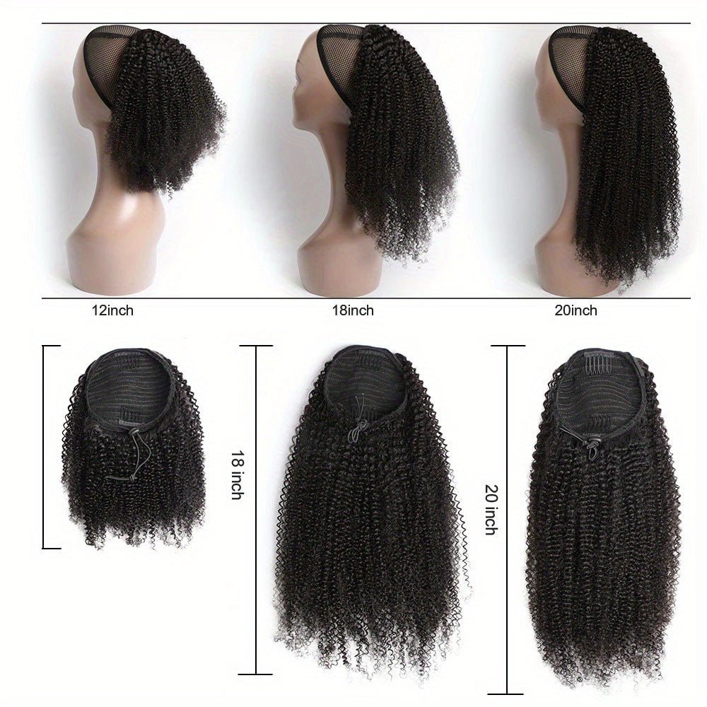 100% Human Hair Afro Kinky Curly Drawstring Ponytail - WigWonders