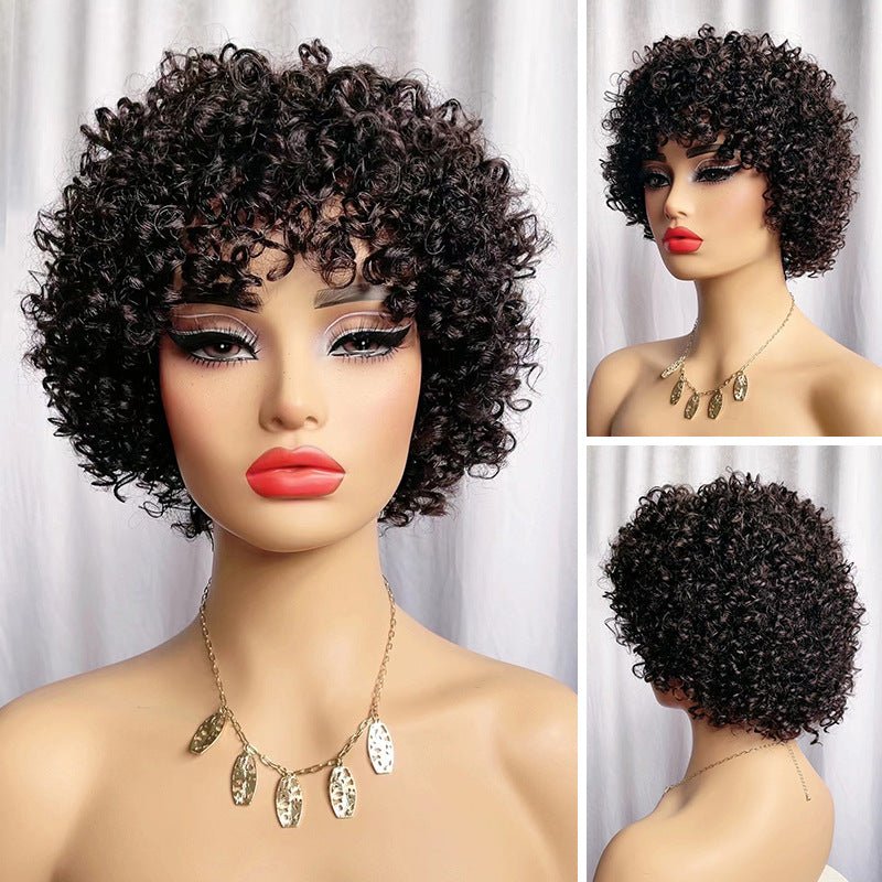 100% Human Hair Short Curly Wig – P4/27, 6in - WigWonders